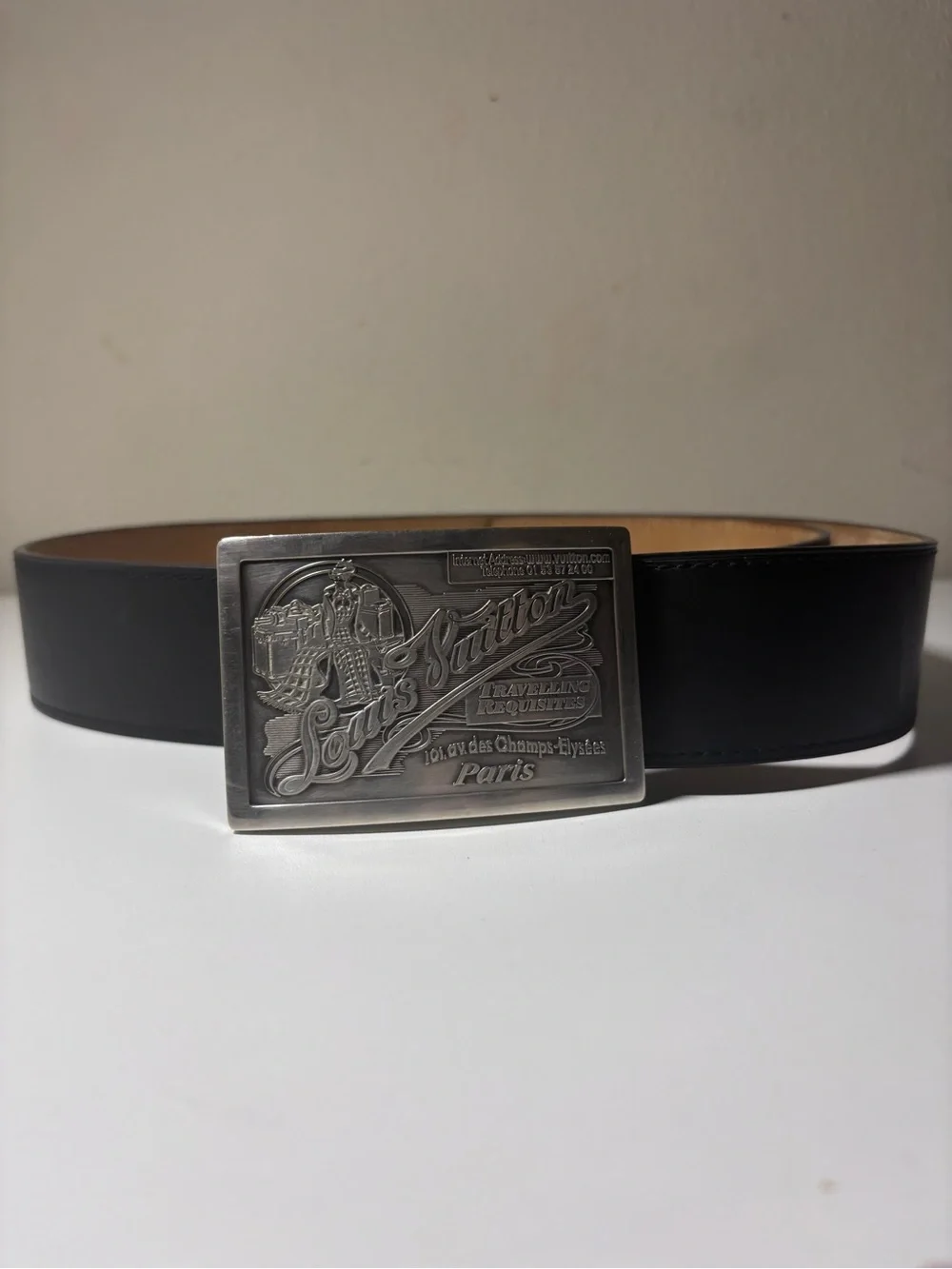 Louis Vuitton Silver Embossed Script Belt Buckle
